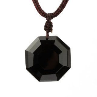 O stone Obsidian Eight Diagrams Secret of the Universe Pendant Necklace Grounding Stone Protection Amulet Jewelry