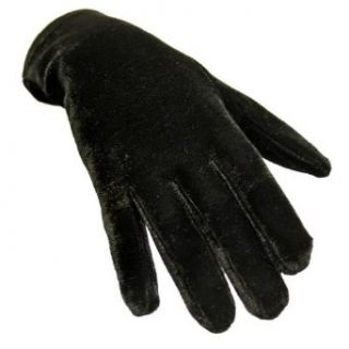 Luxury Divas Black Velvet Warm Stretchy Wrist Length Gloves