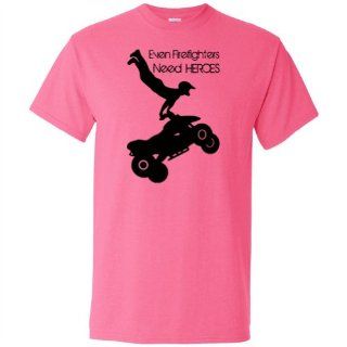 Even Firefighters Need Heroes ATV T Shirts   Pink   Small Automotive