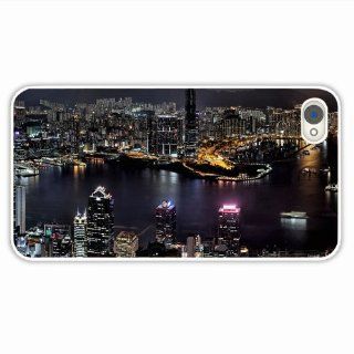 Customize Apple Iphone 4 4S City Hong Kong High Rise Buildings River Bank Of Girlfriend Present White Cellphone Skin For Everyone Cell Phones & Accessories