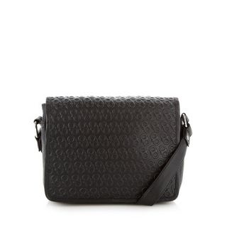 The Collection Black leather debossed logo cross body bag