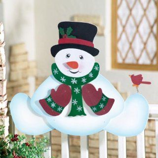    Wooden Snowman Fence And Railing Decoration   Yard Signs