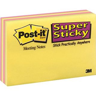 Post it Super Sticky 6 x 4 Assorted Jewel Pop Meeting Notes, 8 Pads/Pack