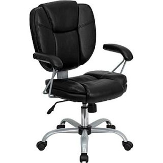Flash Furniture Mid Back Leather Task and Computer Chair, Black