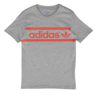 adidas Originals Heritage Logo S/S T Shirt   Boys Grade School   Casual   Clothing   Medium Grey Heather/High Res Red