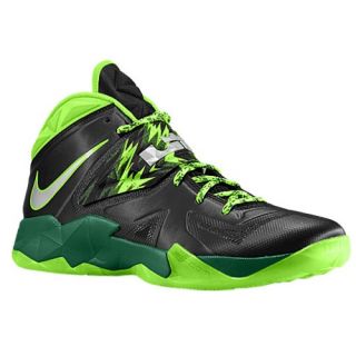 Nike Zoom Soldier VII   Mens   Basketball   Shoes   Black/Metallic Silver/Gorge Green/Electric Green