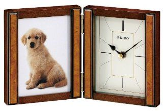 Seiko Desk and Table Clock Wooden Case With Picture Frame Watches