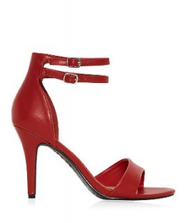 Red Double Ankle Strap Open Toe Heels
