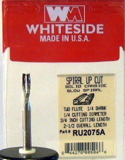 Whiteside Router Bits RU2076A O Flute with Spiral Up Cut 1/4 Inch Cutting Diameter and 3/4 Inch Cutting Length   Up Spiral Router Bits  