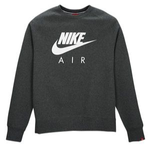 Nike Graphic Crew   Mens   Casual   Clothing   Charcoal Heather/White