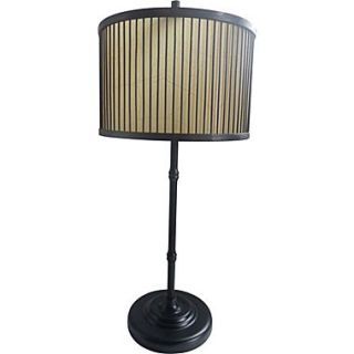 Fangio Black Finish Table Lamp w/ Decorative Wood & Paper Shade