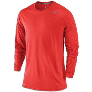 Nike Legend Dri FIT L/S T Shirt   Mens   Training   Clothing   Gym Red/Carbon Heather/Cool Grey