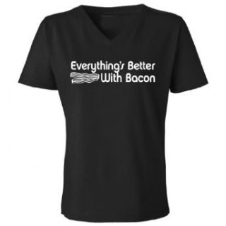 Tasty Threads   Everything's Better With Bacon   Women's V Neck T Shirt Clothing