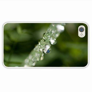 Custom Make Iphone 4 4S Macro Leaves Drops Dew Plant Grass Of Birthday Gift White Cellphone Shell For Everyone Cell Phones & Accessories