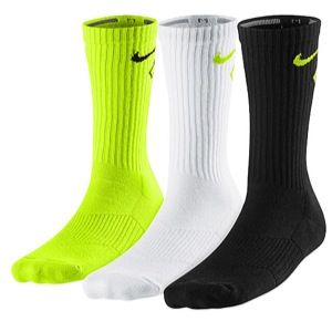 Nike 3 Pack Graphic Cushioned Crew Socks   Boys Grade School   Training   Accessories   Volt/White/Black