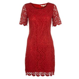 Yumi Red Classic lace shift dress