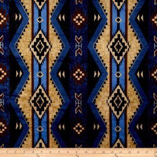 Minky Softie Cabin Aztec Blue Fabric