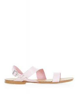 Wide Fit Shell Pink Leather Wide Strap Buckle Sandals