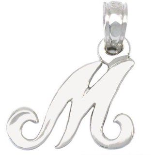 Cursive Letter "M" Charm 14k White Gold 13.5mm Jewelry