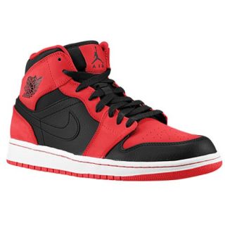 Jordan AJ1 Mid   Mens   Basketball   Shoes   Black/Black/Gym Red