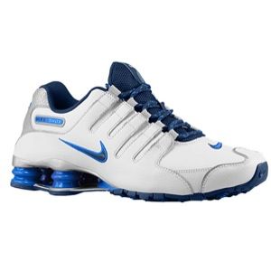 Nike Shox NZ   Mens   Running   Shoes   White/Metallic Silver/Prize Blue/Brave Blue