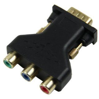 Estone New 15 Pin VGA Male to 3 RCA Female M/F Adapter Connecter Converter Black Electronics