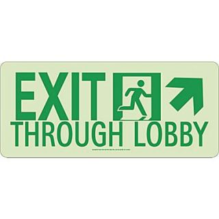 NYC Exit Through Lobby Sign, Up Right, 7X16, Rigid, 7550 Glow Brite, MEA Approved