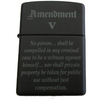 Fifth Amendment (Amendment V) ~ Plead The 5th ~ Black Matte Zippo Lighter Sports & Outdoors