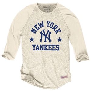 Mitchell & Ness MLB Media Guide Raglan   Mens   Baseball   Clothing   New York Yankees   Heather White
