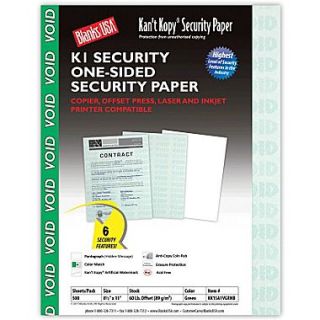 Blanks/USA Kant Kopy 8 1/2 x 11 60 lbs. K1 Security Paper, Void Green, 500/Pack