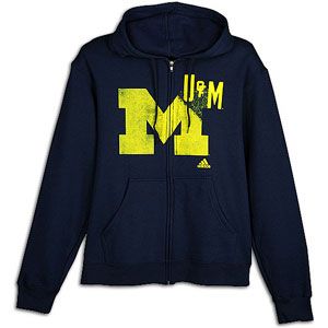 adidas Alternate Logo Full Zip Hoodie   Mens   Basketball   Clothing   Michigan Wolverines   College Navy