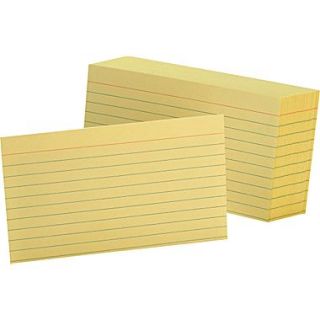 Oxford 3 x 5 Line Ruled Canary Index Cards, 100/Pack