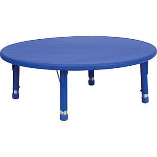 Flash Furniture 45 Round Height Adjustable Plastic Activity Table, Blue