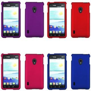 iFase Brand LG Lucid 2 VS870 Combo Rubber Dark Blue + Rubber Red + Rubber Purple + Rubber Rose Pink Protective Case Faceplate Cover for LG Lucid 2 VS870 Cell Phones & Accessories