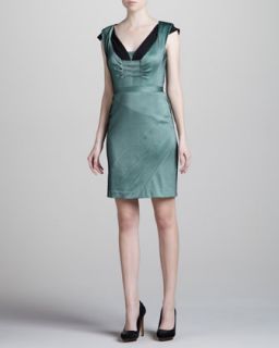 Womens Two Tone Jersey Dress, Green/Black   Zac Posen   Green/Black (10)