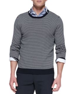 Mens Jayden Striped Crewneck Sweater, Navy/White   Rag & Bone   Navy/White