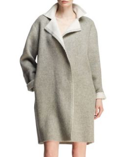 Womens Bicolor Wool Mohair Cocoon Coat   Lanvin   Light grey (44US12)