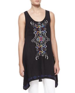 Bianca Embroidered Tank/Tunic, Womens   JWLA for Johnny Was   Black (3X (26W))
