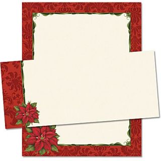 Poinsettia Damask Stationery