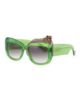 Rose et la Mer Leopard Sunglasses, Green   Anna Karin Karlsson   Green