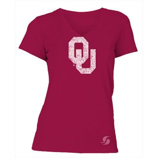 SOFFE Womens Oklahoma Sooners No Sweat V Neck Short Sleeve T Shirt   Size