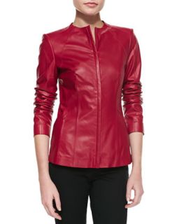 Womens Zip Leather Jacket, Snapdragon   Lafayette 148 New York   Snapdragon (8)