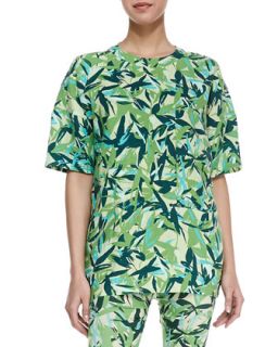 Womens Maurice Leaves Printed Top   Elle Sasson   Green leaves (42 (US 8))