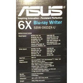 ASUS Computer International Direct External Blu Ray 6X Writer with BDXL Support SBW 06D2X U (Black) Computers & Accessories