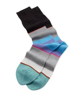 Mens Block Stripe Socks, Aqua   Paul Smith   Aqua