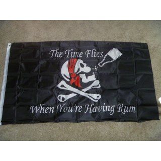Pirate Flag "The Time Flies When You're Having Rum" 3 feet x 5 feet  Boat Flags  Sports & Outdoors