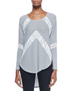 Womens We The Free Flying V Hacci Top, Light Gray   Free People   Light gray