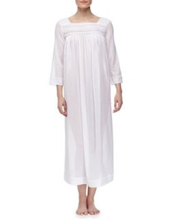 Womens Sheer Serenity Long Sleeve Cotton Lawn Nightgown   Oscar de la Renta  