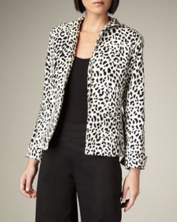 Womens Leopard Print Velvet Jacket   Leopard(blk/Wht) (MEDIUM (8/10))