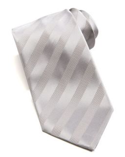 Mens Tonal Stripe Silk Tie, Silver   Brioni   Silver